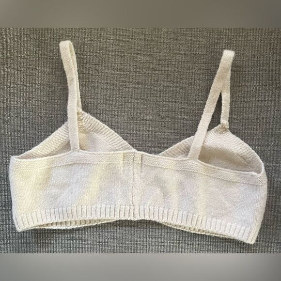 PRINCESS POLLY Cream Ruched Bra Crop Sweater Bra and Short Set Small/ Medium - Picture 4 of 8